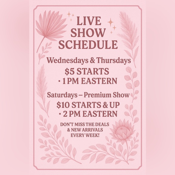 Upcoming show schedule  Eastern time - Picture 1 of 1